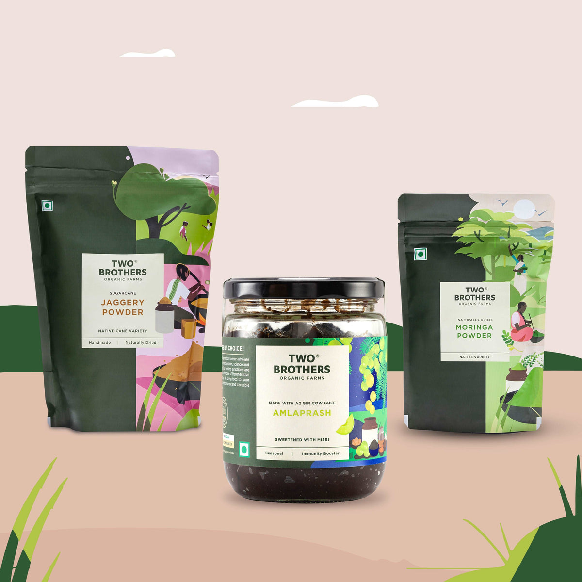 Buy Combo Amlaprash (500g) + Crushed Jaggery (500g) + Moringa Powder (100g)