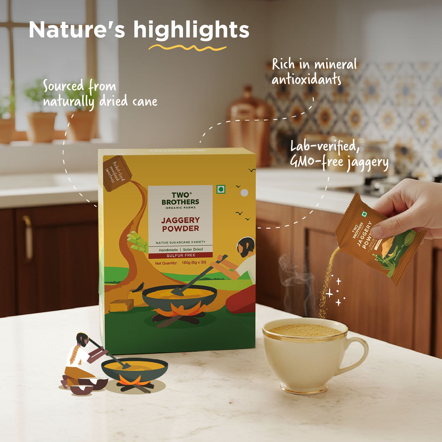 Shop Organic Sugarcane Jaggery Sachet Today