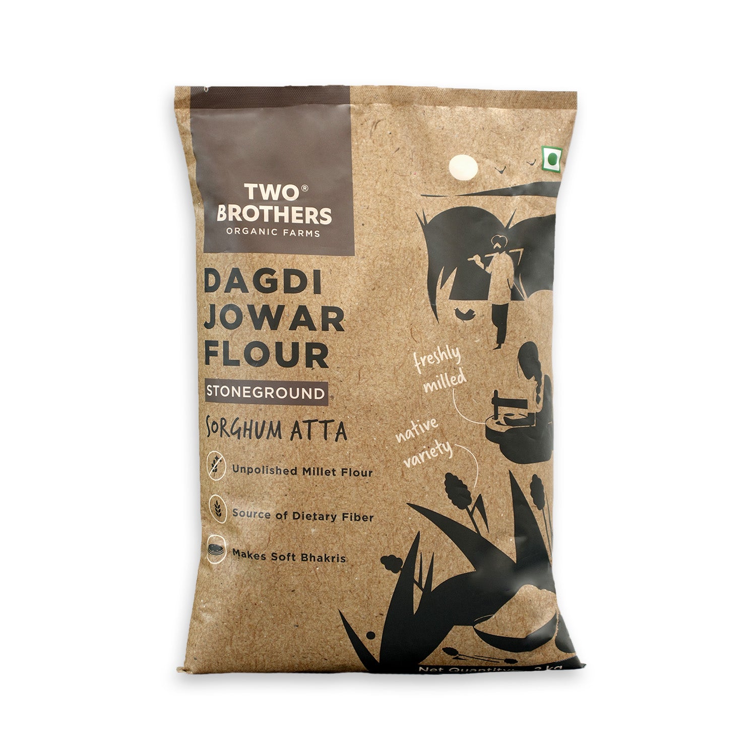 Jowar (Sorghum) Atta, Desi Dagdi Stoneground