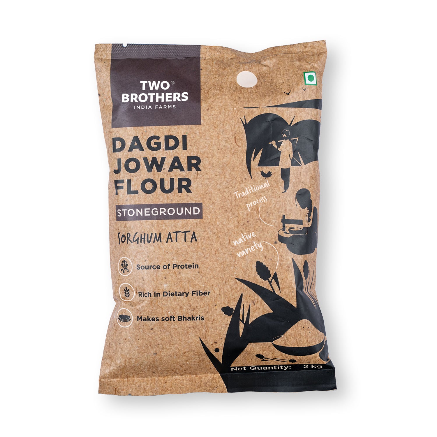 Jowar (Sorghum) Atta, Desi Dagdi Stoneground