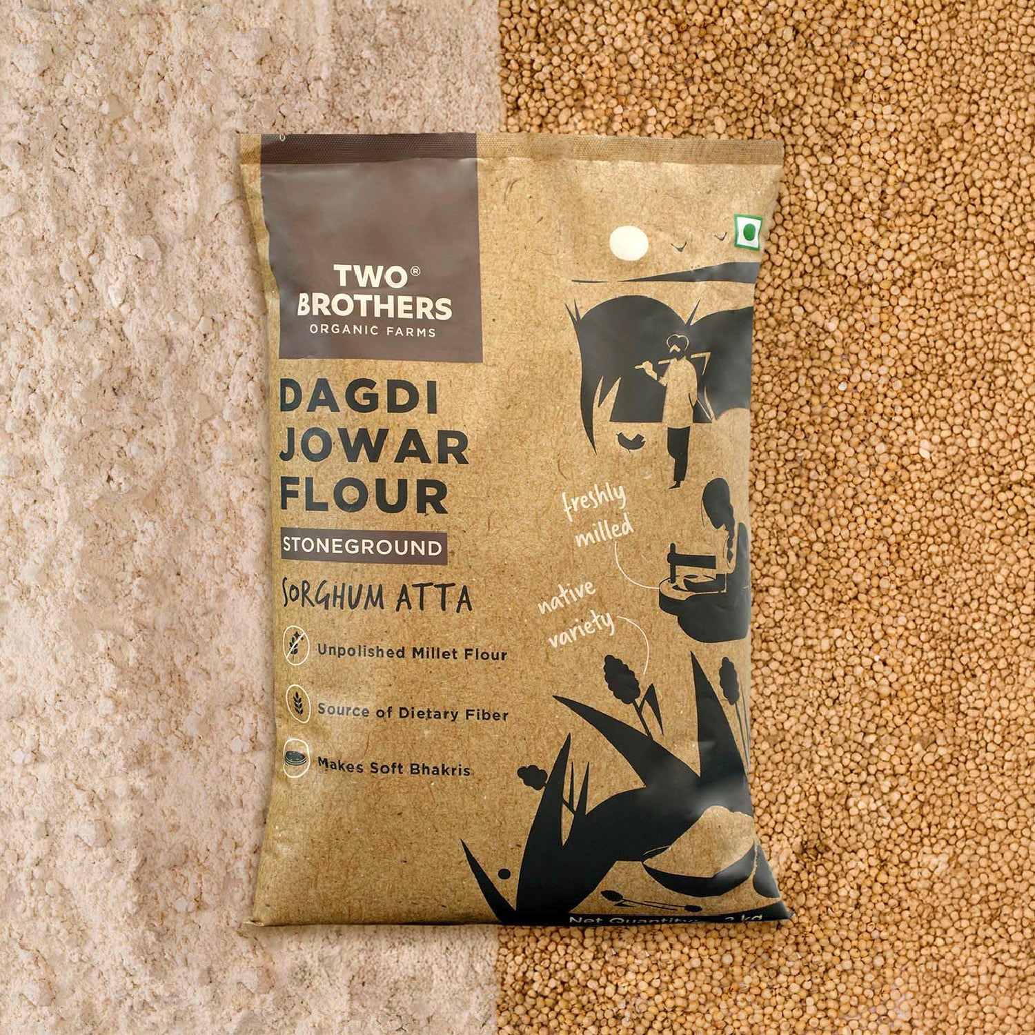 Jowar (Sorghum) Atta, Desi Dagdi Stoneground