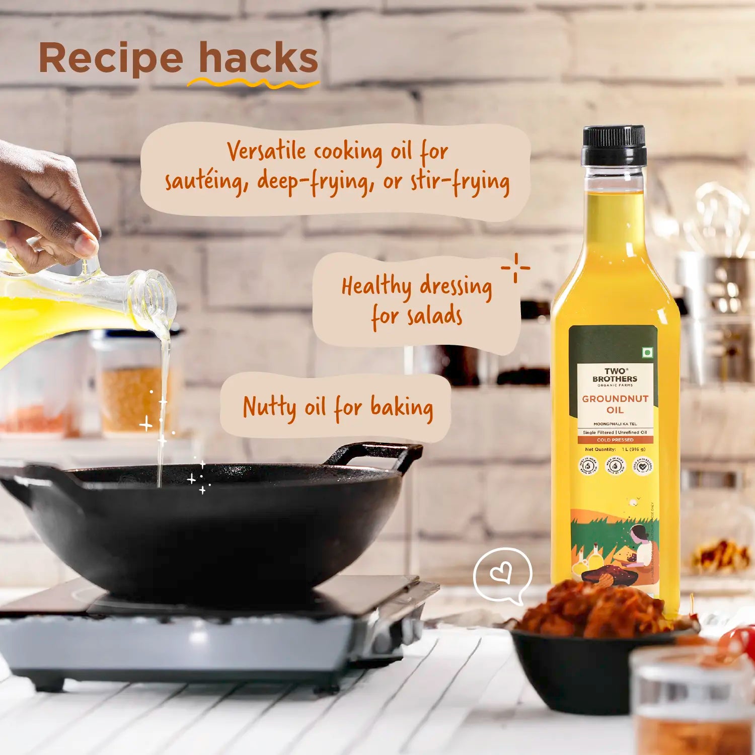 10kg Khapli Atta + Groundnut Oil 1L