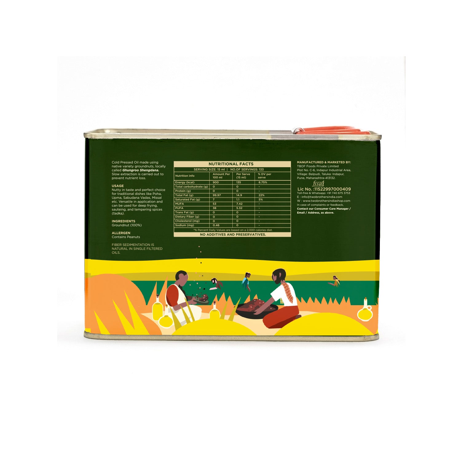 Groundnut Oil, Cold-Pressed, Single-filtered