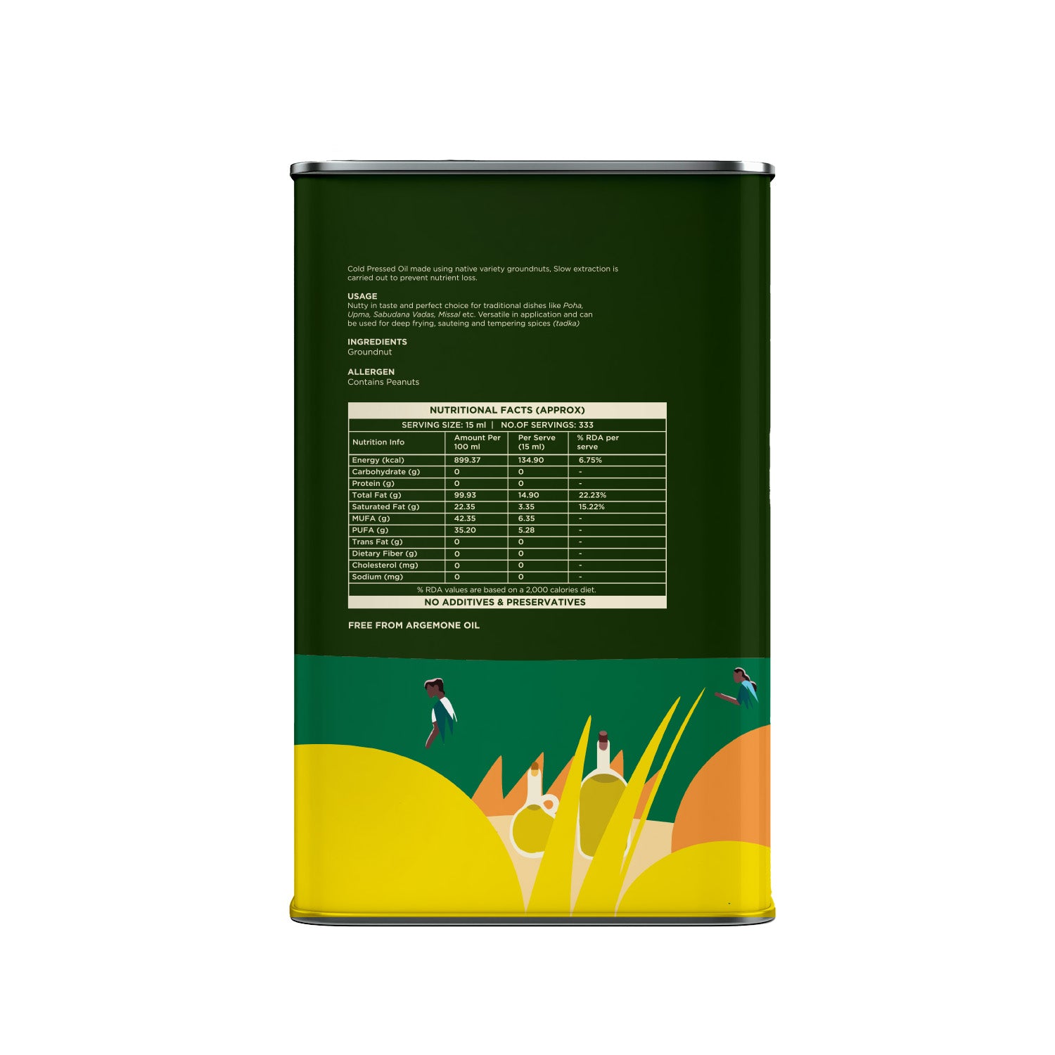 Groundnut Oil, Cold-Pressed, Single-filtered