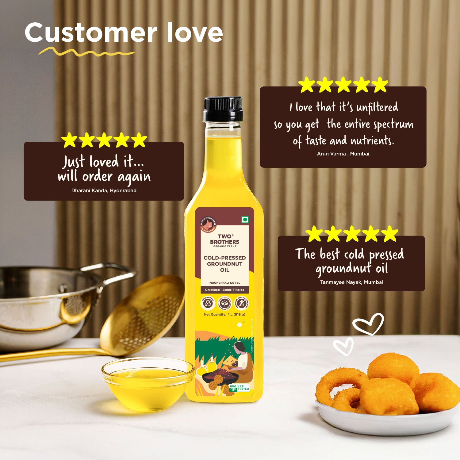 Groundnut Oil, Cold-Pressed, Single-filtered