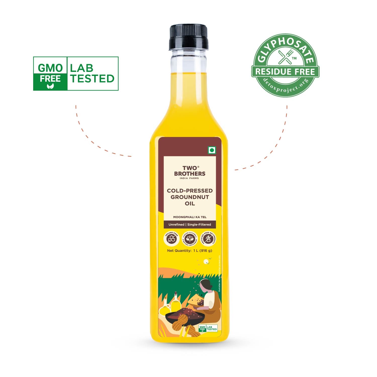 Groundnut Oil, Cold-Pressed, Single-filtered