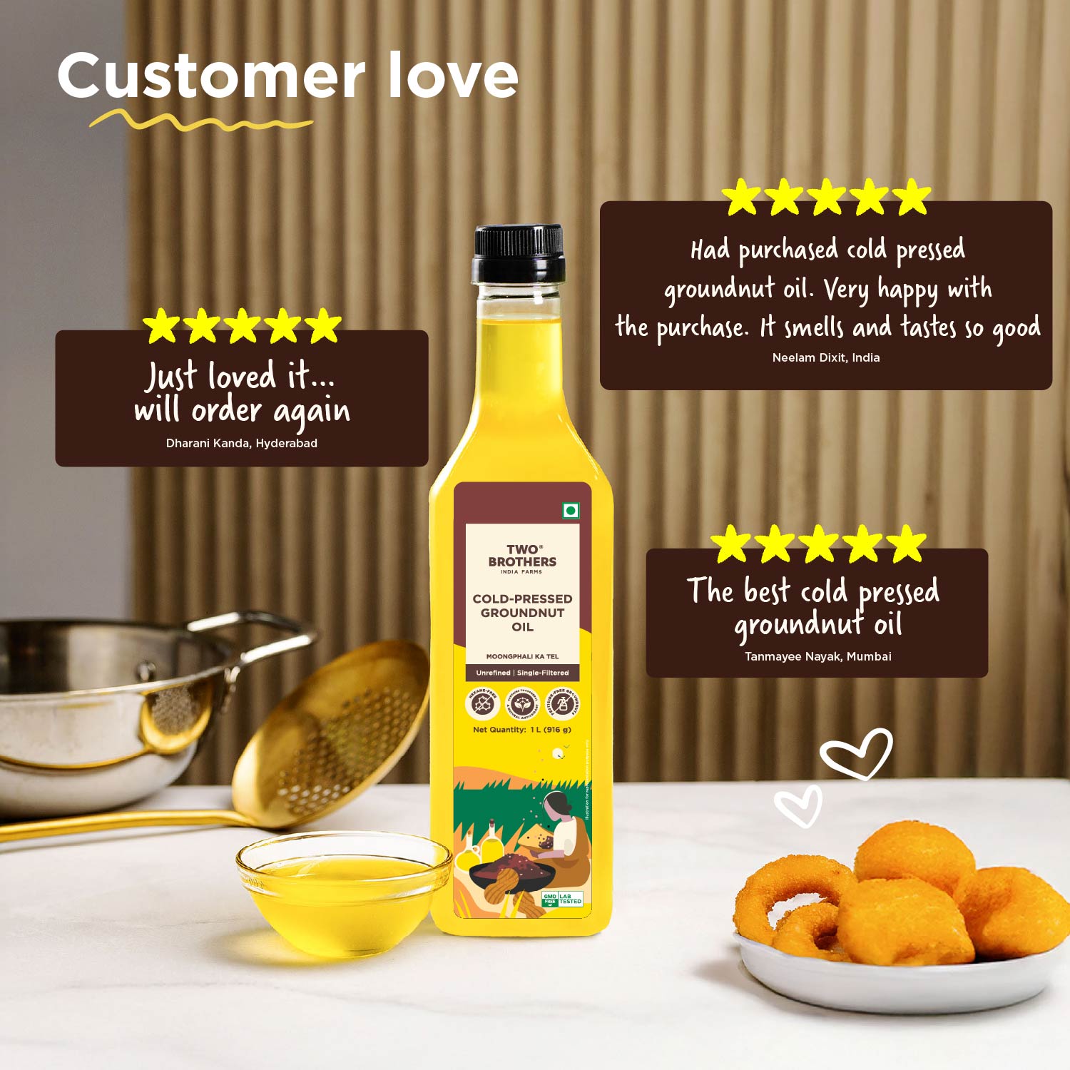 Groundnut Oil, Cold-Pressed, Single-filtered