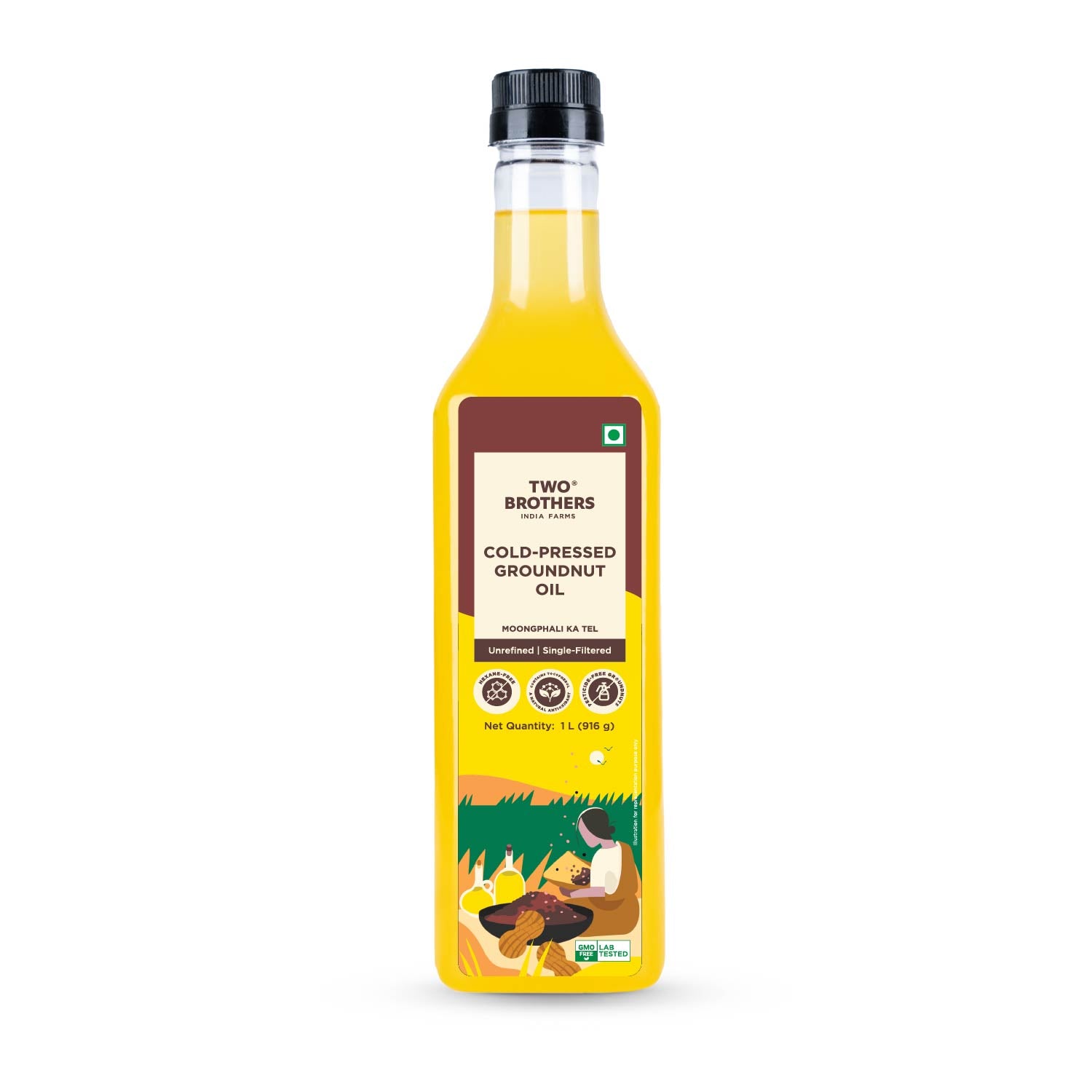 Groundnut Oil, Cold-Pressed, Single-filtered