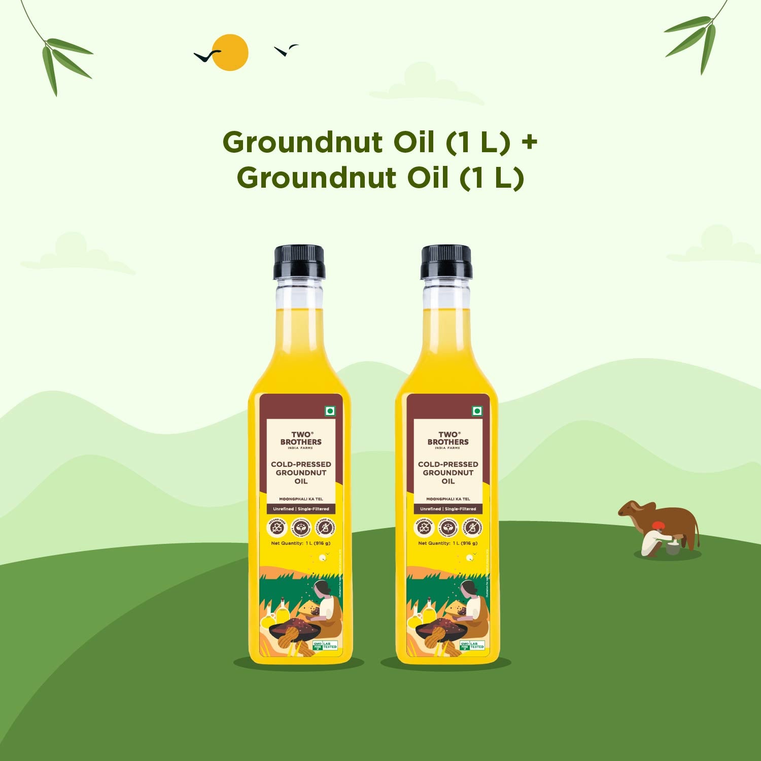 Groundnut Oil, Cold-Pressed, Single-filtered
