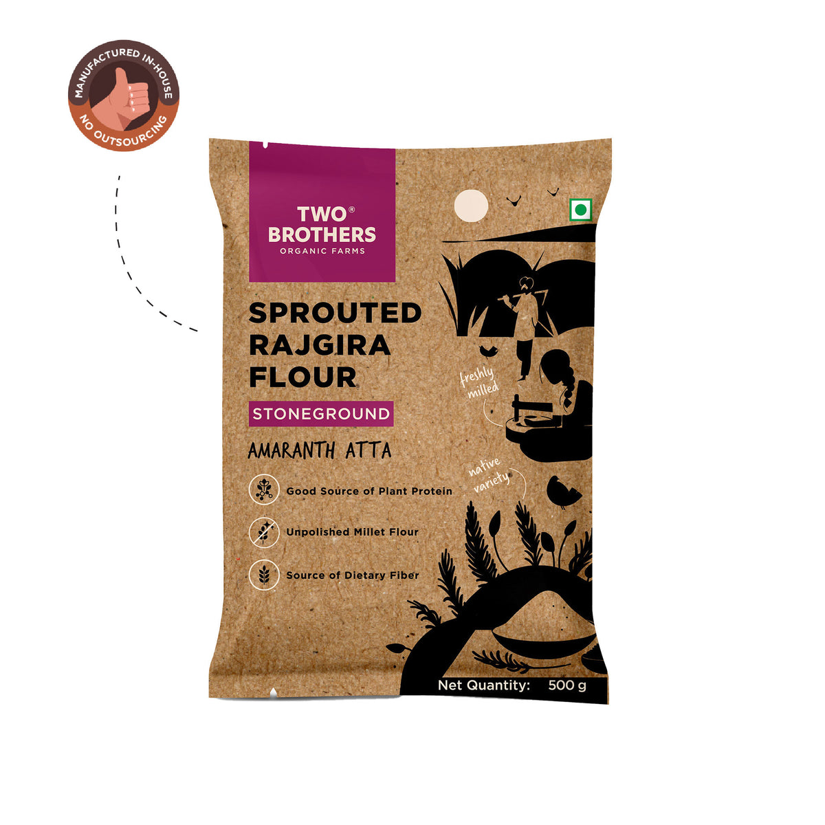 Sprouted Rajgira Atta (Sprouted Amaranth Flour), 500 gms
