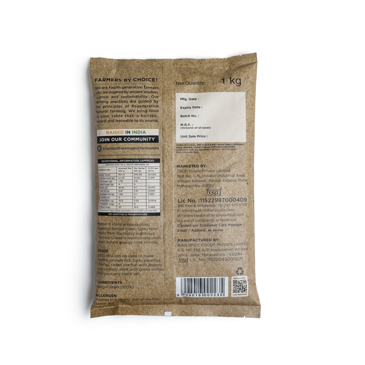 Sattu Atta, Stoneground 1kg -BYOB