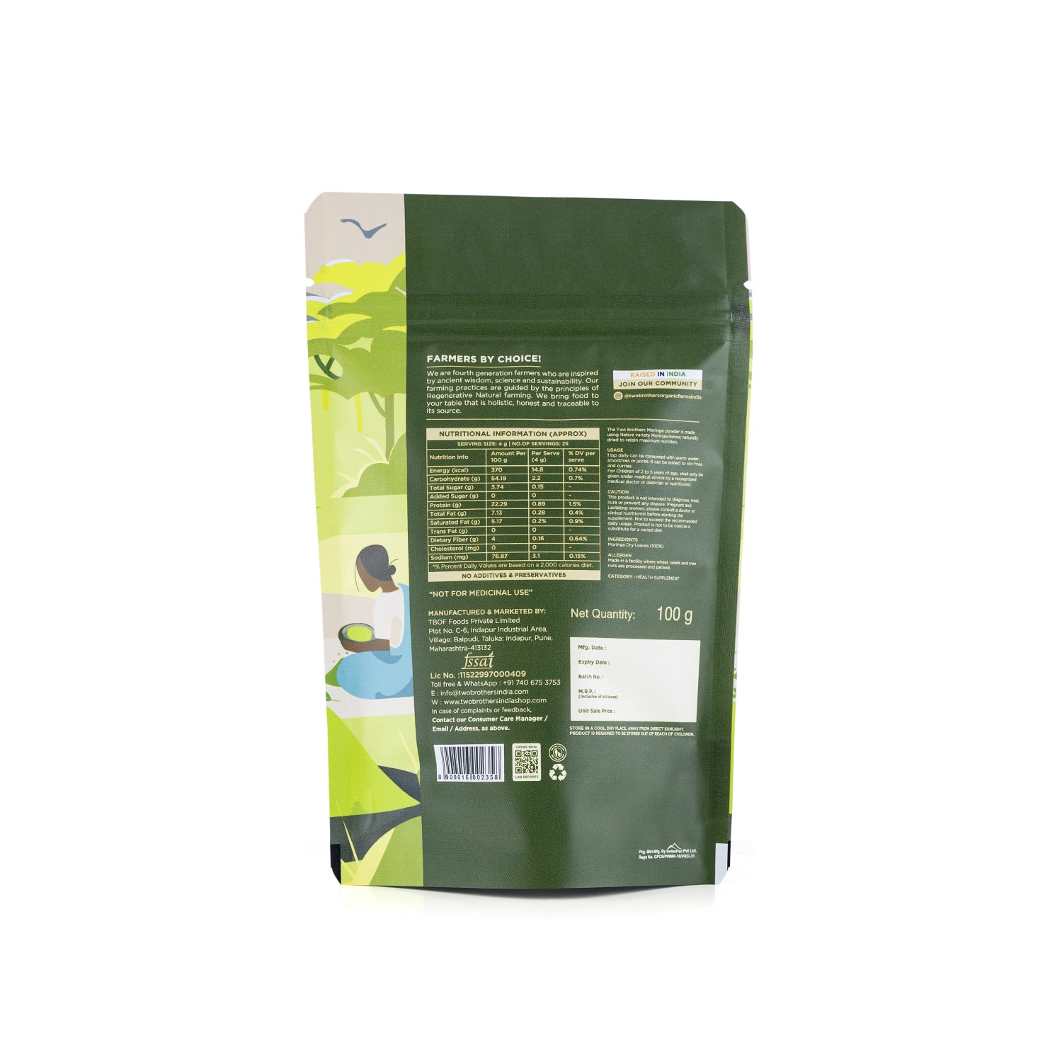 Moringa Powder, Chemical-Free Lab-Tested