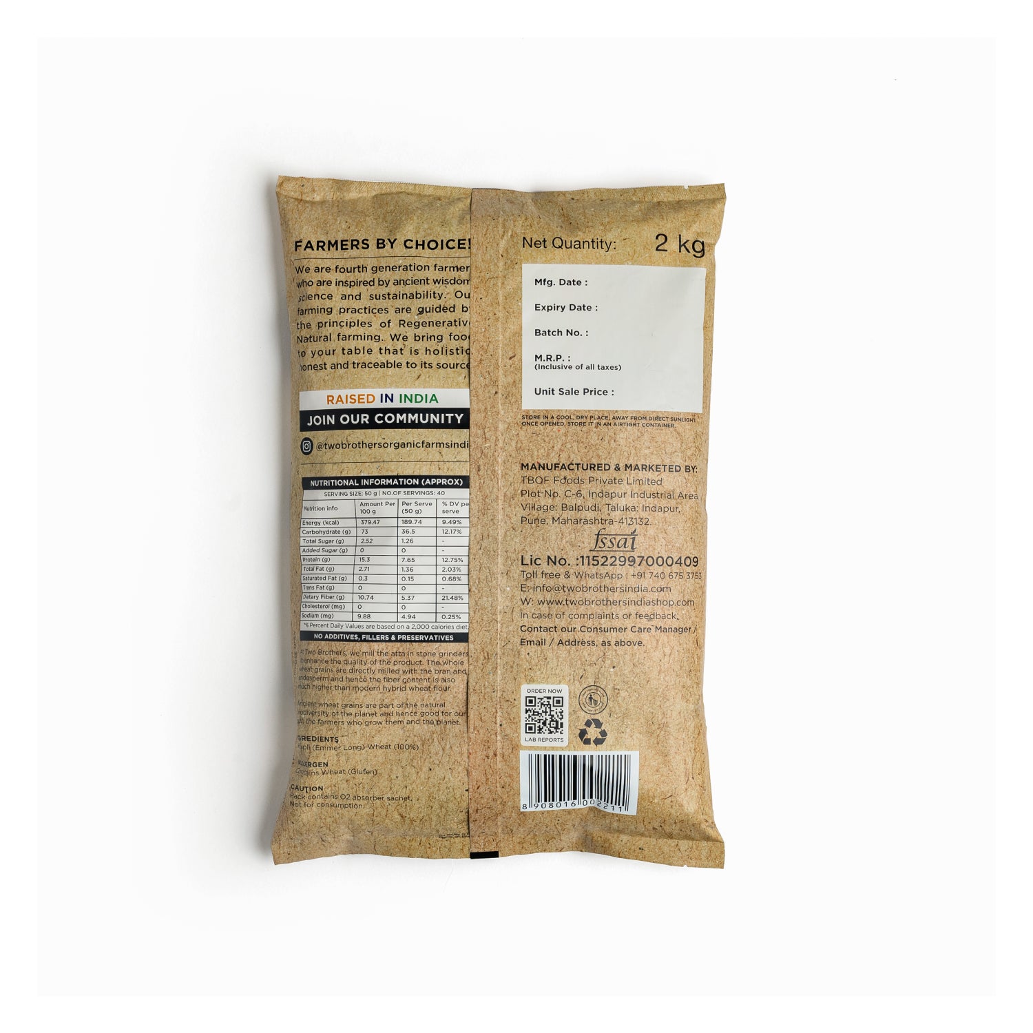 Khapli Wheat Atta (Emmer Wheat Flour) Atta Stone Ground