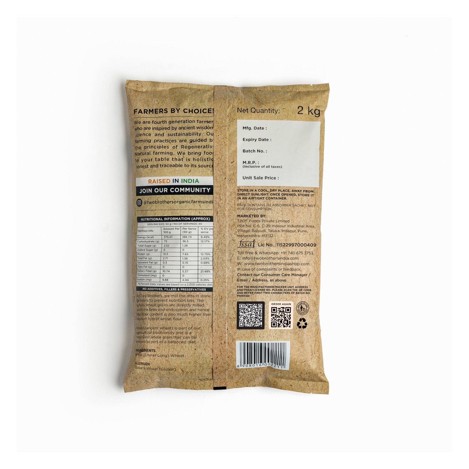 Khapli Wheat Atta (Emmer Wheat Flour) Atta Stone Ground