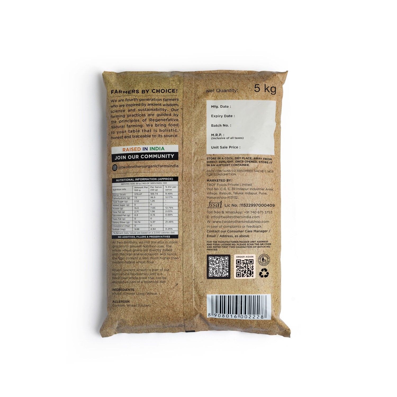 Khapli Wheat Atta (Emmer Wheat Flour) Atta Stone Ground