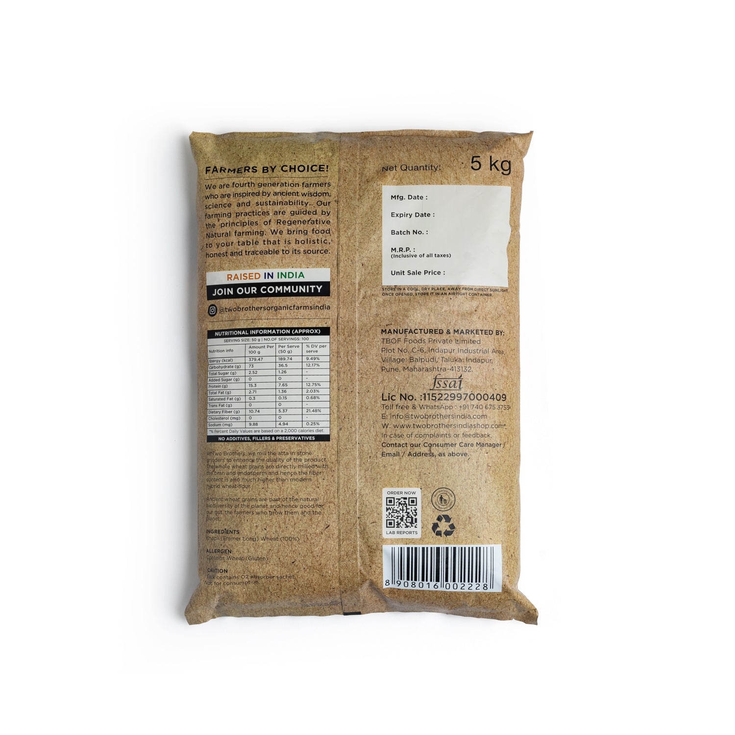 Khapli Wheat Atta (Emmer Wheat Flour) Atta Stone Ground