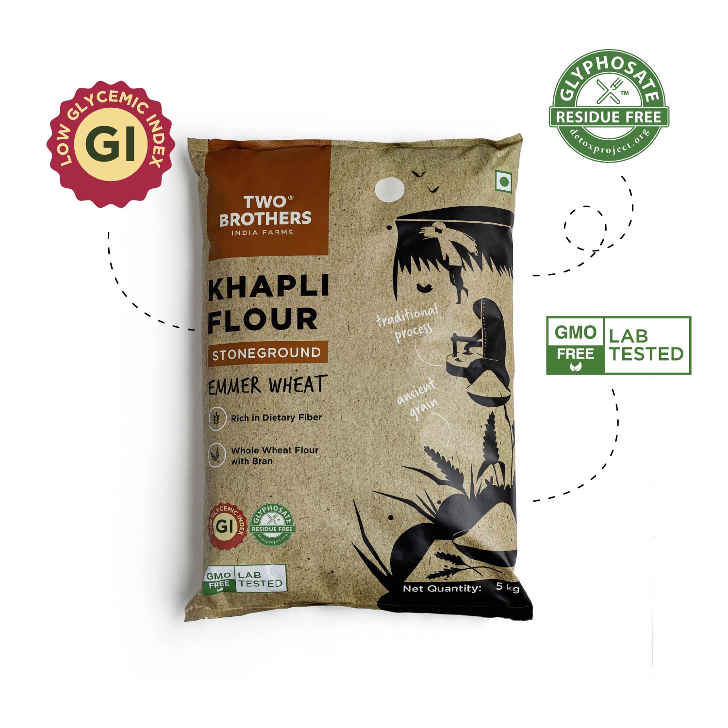 Khapli Wheat Atta (Emmer Wheat Flour) Atta Stone Ground