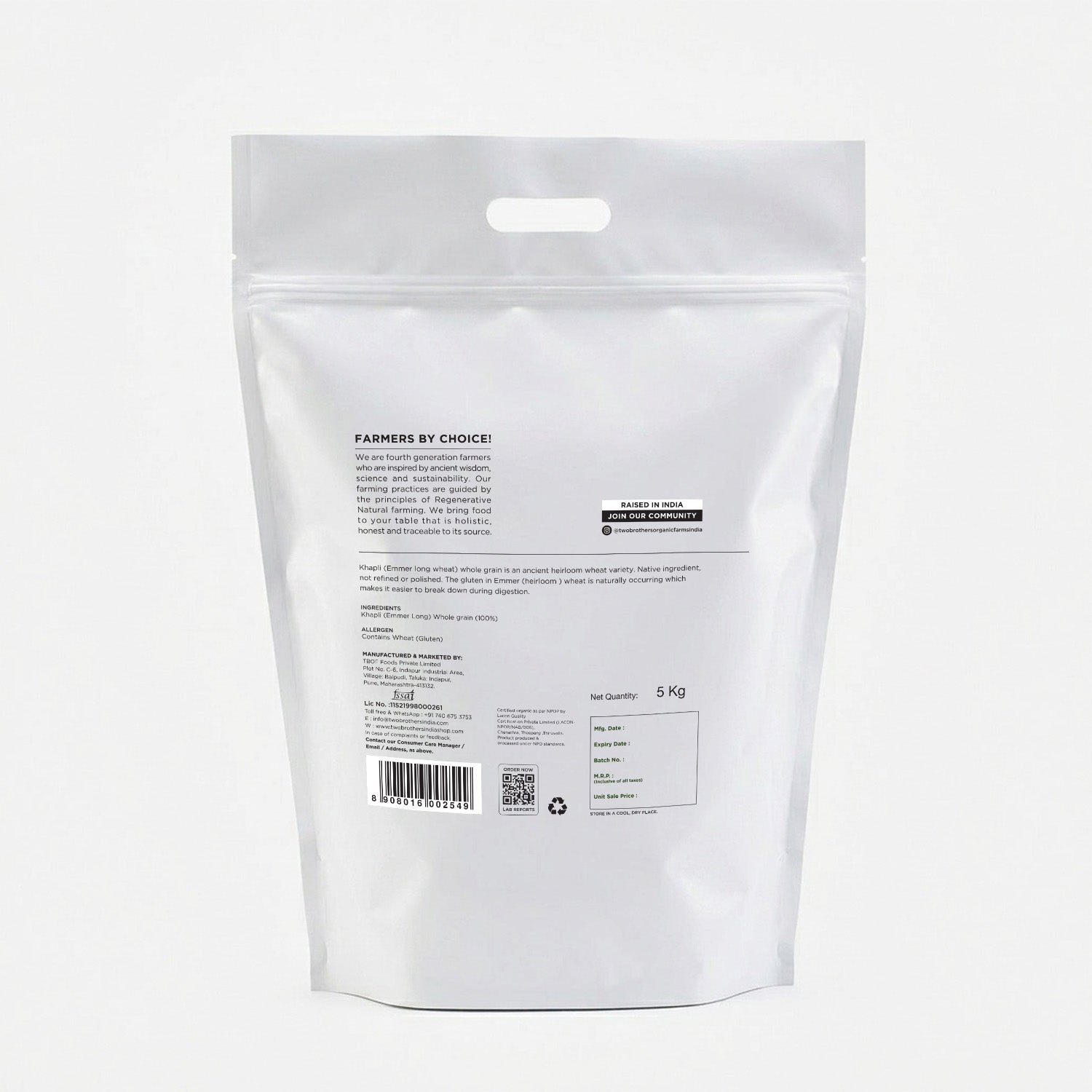 Khapli Wheat Grains (Emmer Wheat Grain) - 5kg