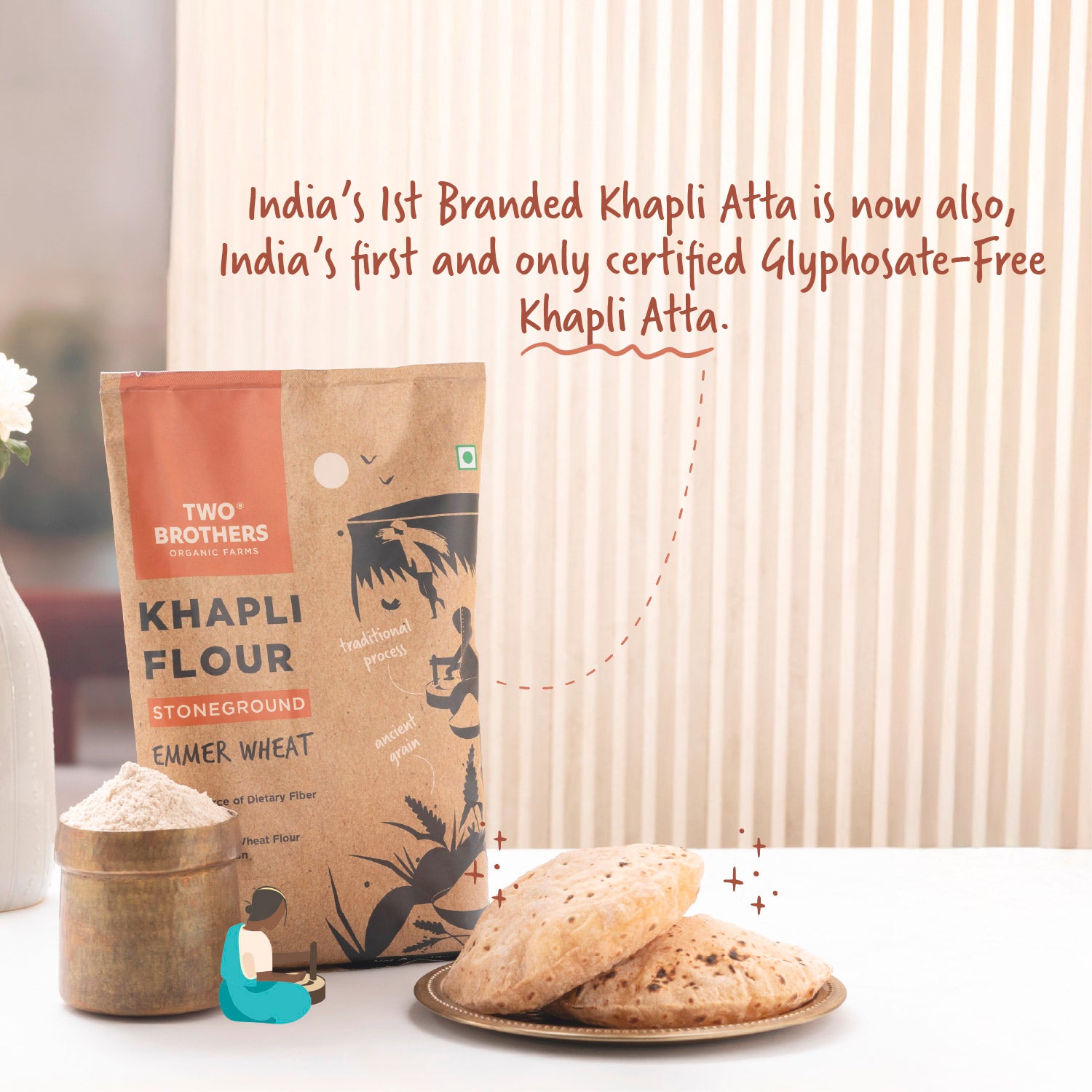 Khapli Wheat Atta (Emmer Wheat Flour) Atta Stone Ground