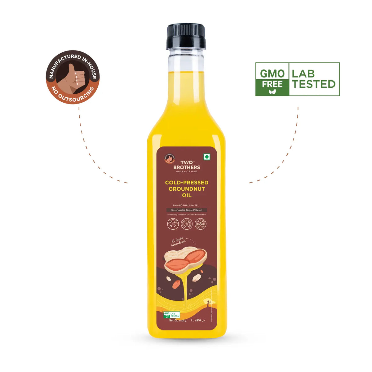 Groundnut Oil, Cold-Pressed, Single-filtered