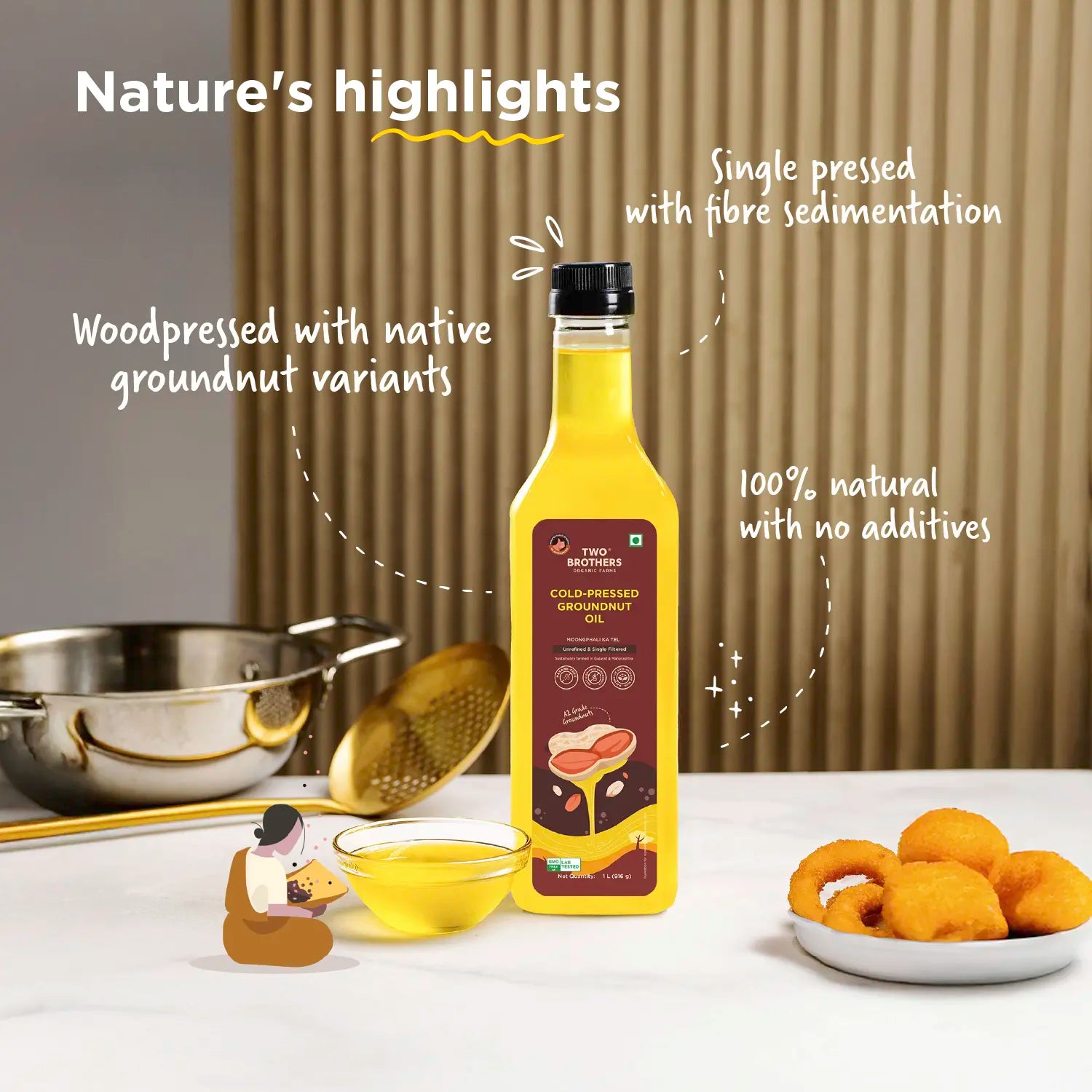Groundnut Oil, Cold-Pressed, Single-filtered
