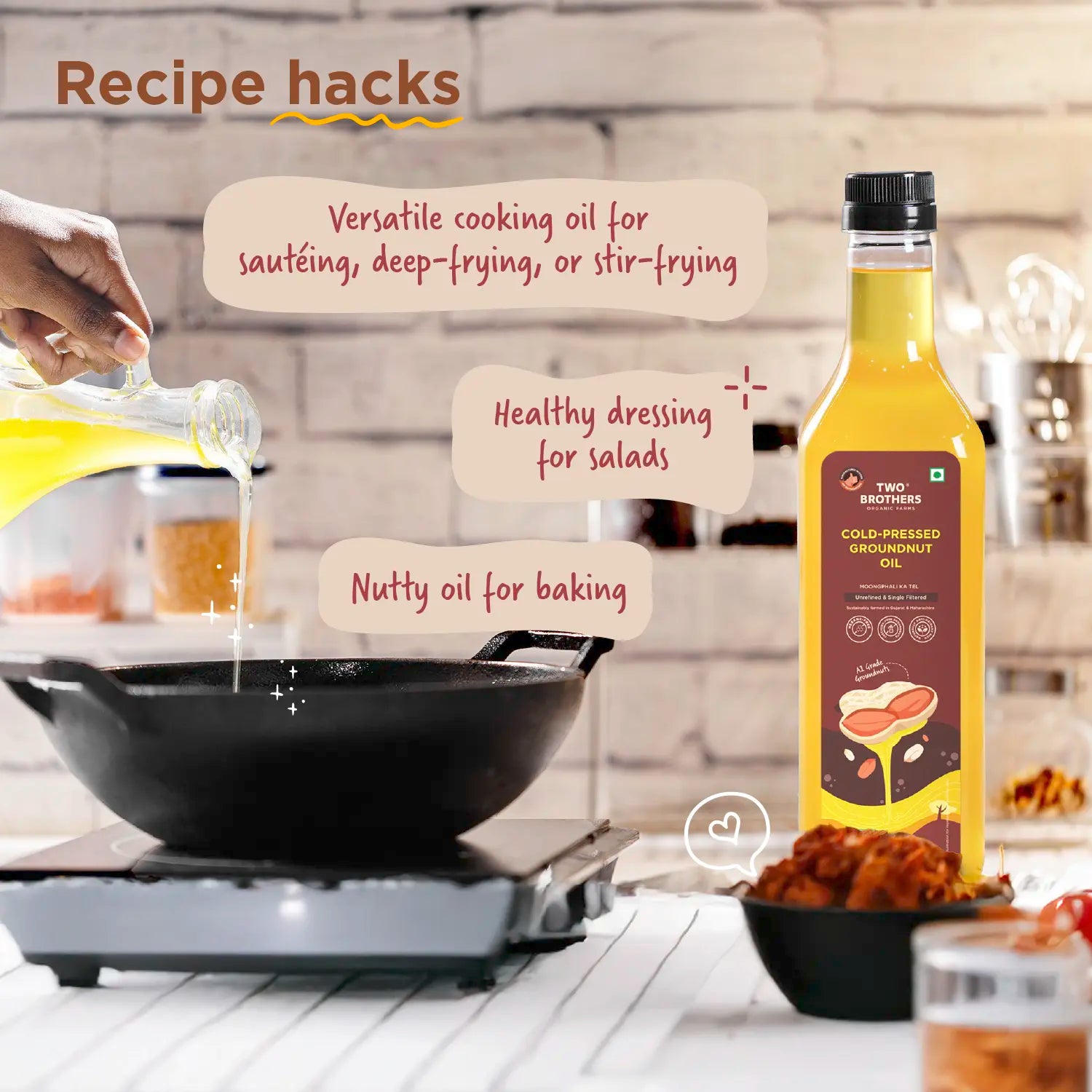 Groundnut Oil, Cold-Pressed, Single-filtered