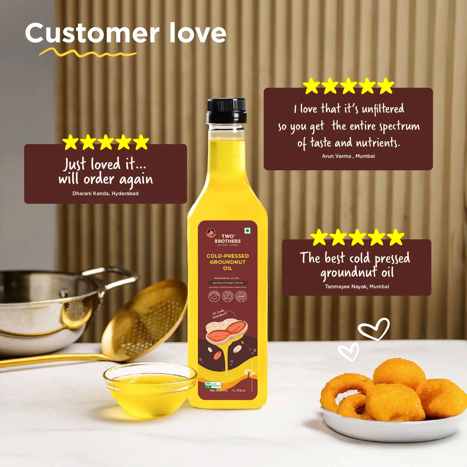 Groundnut Oil, Cold-Pressed, Single-filtered