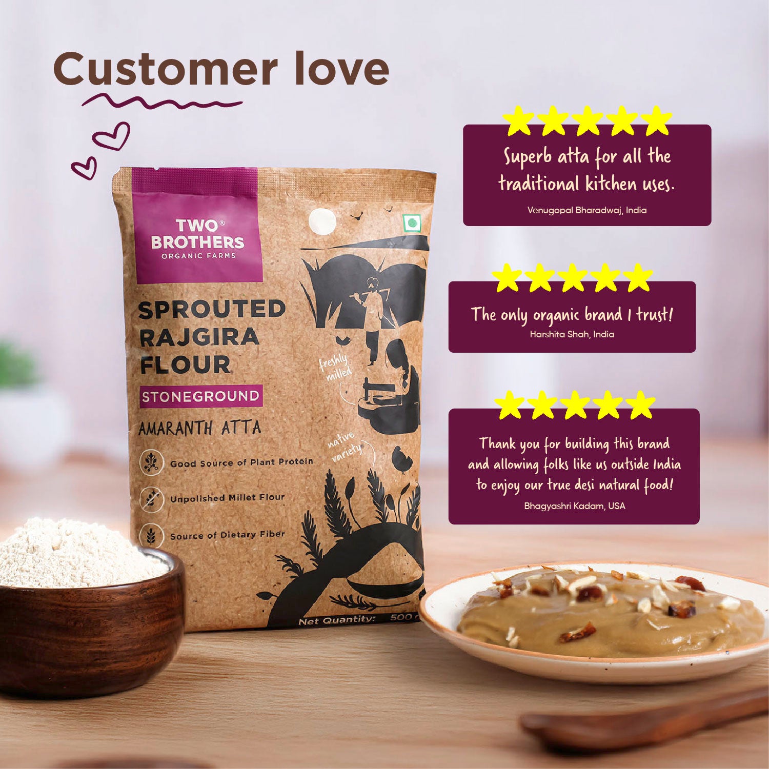 Sprouted Rajgira Atta (Sprouted Amaranth Flour), 500 gms