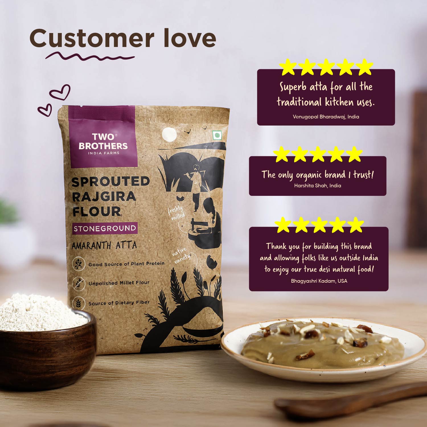 Sprouted Rajgira Atta (Sprouted Amaranth Flour), 500 gms