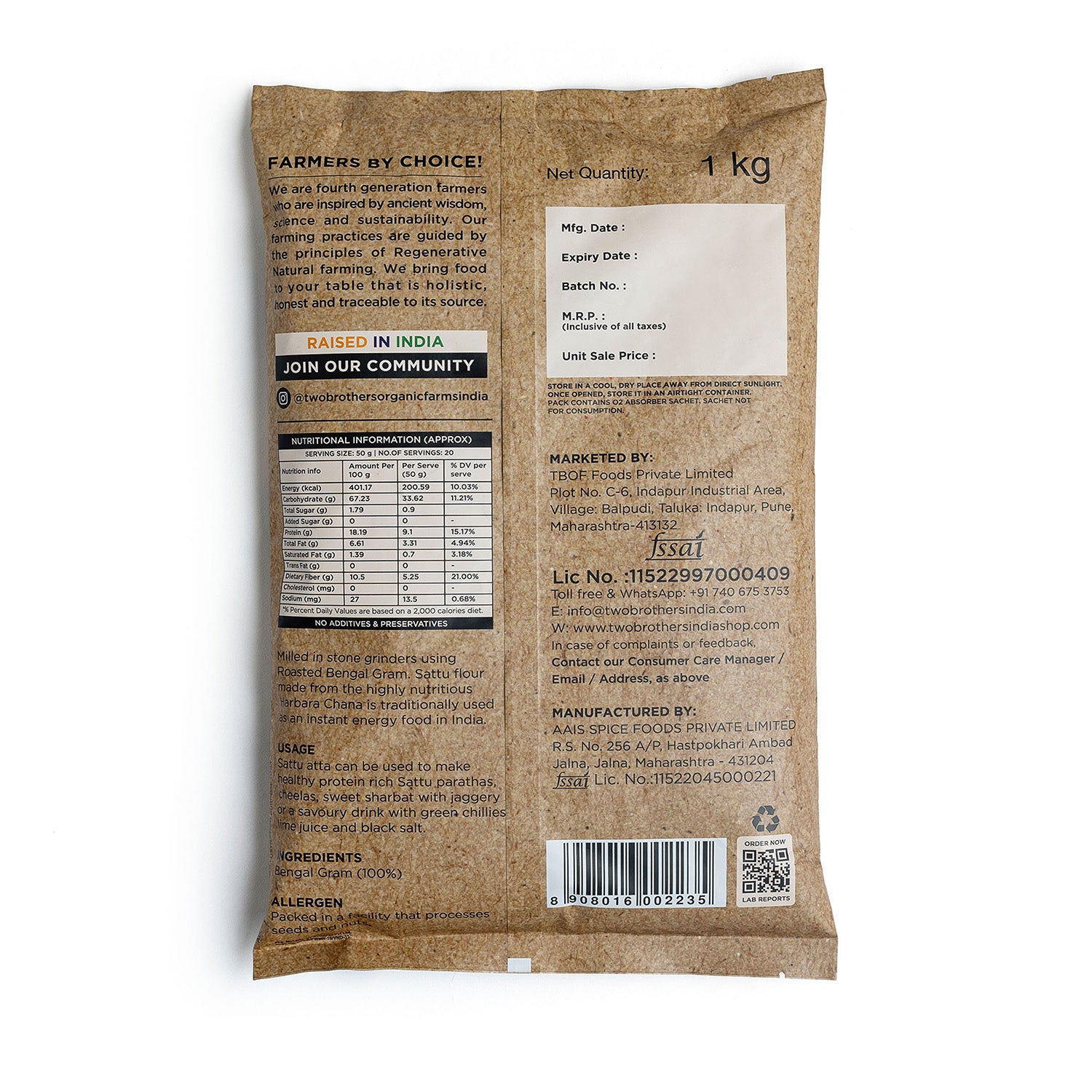 Sattu Atta, Stoneground 1kg