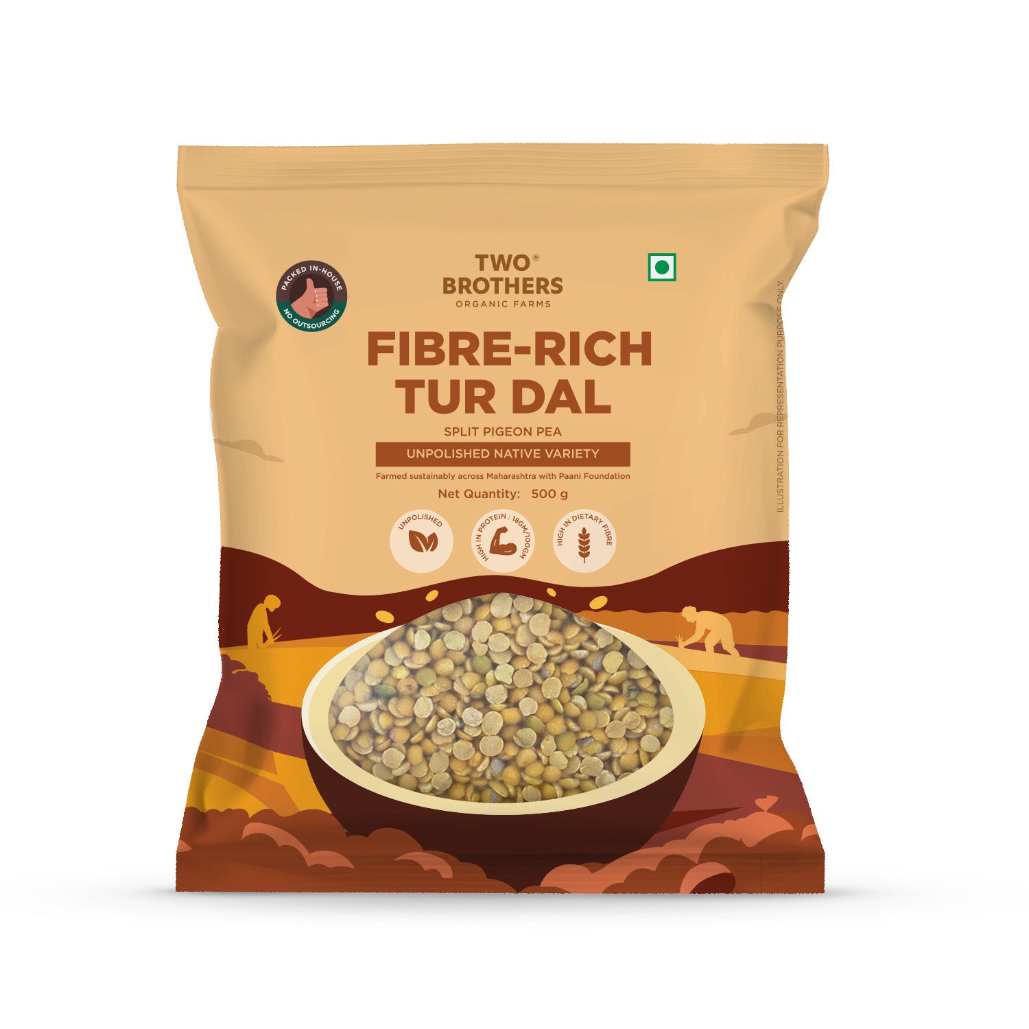 Tur (Pigeon Pea) Dal, Unpolished Desi Variety - 500g