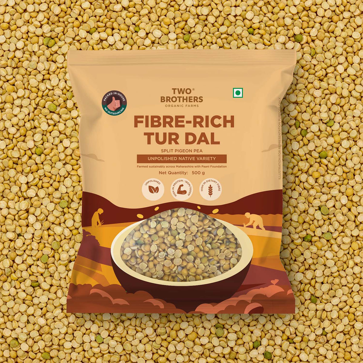 Tur (Pigeon Pea) Dal, Unpolished Desi Variety - 500g