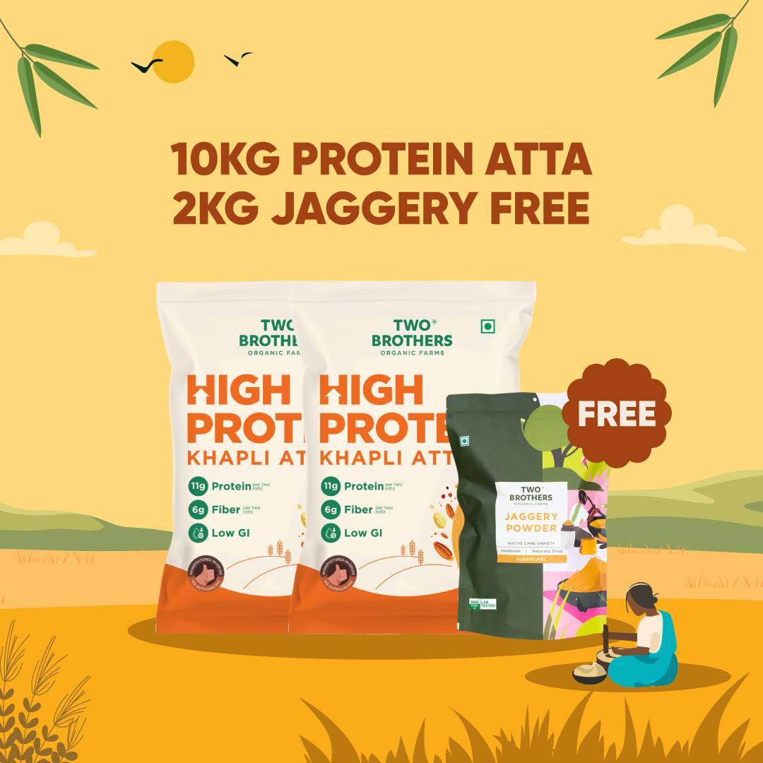 Free Jaggery Powder(2kg) with High Protein Khapli Atta (10kg)