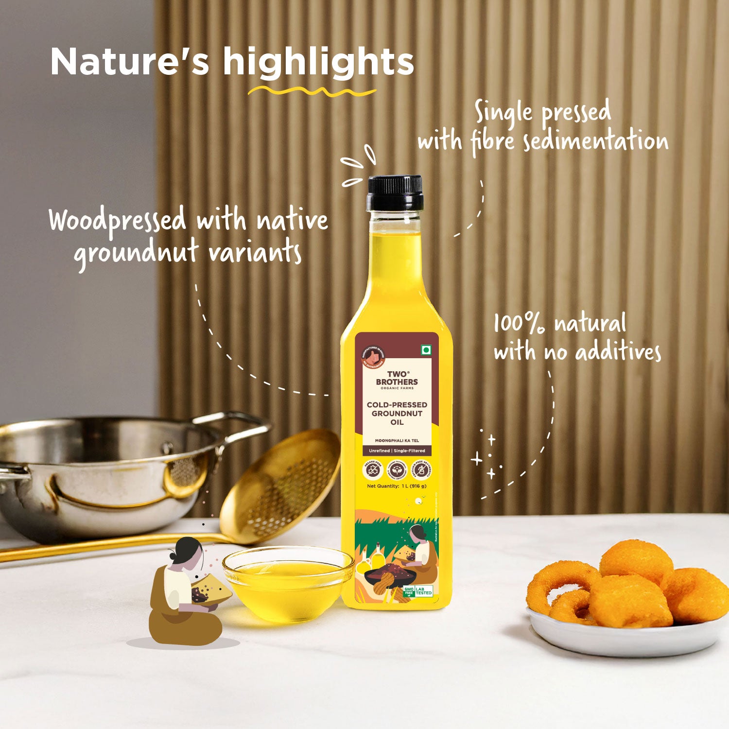 single pressed peanut oil with fibre sedimentation