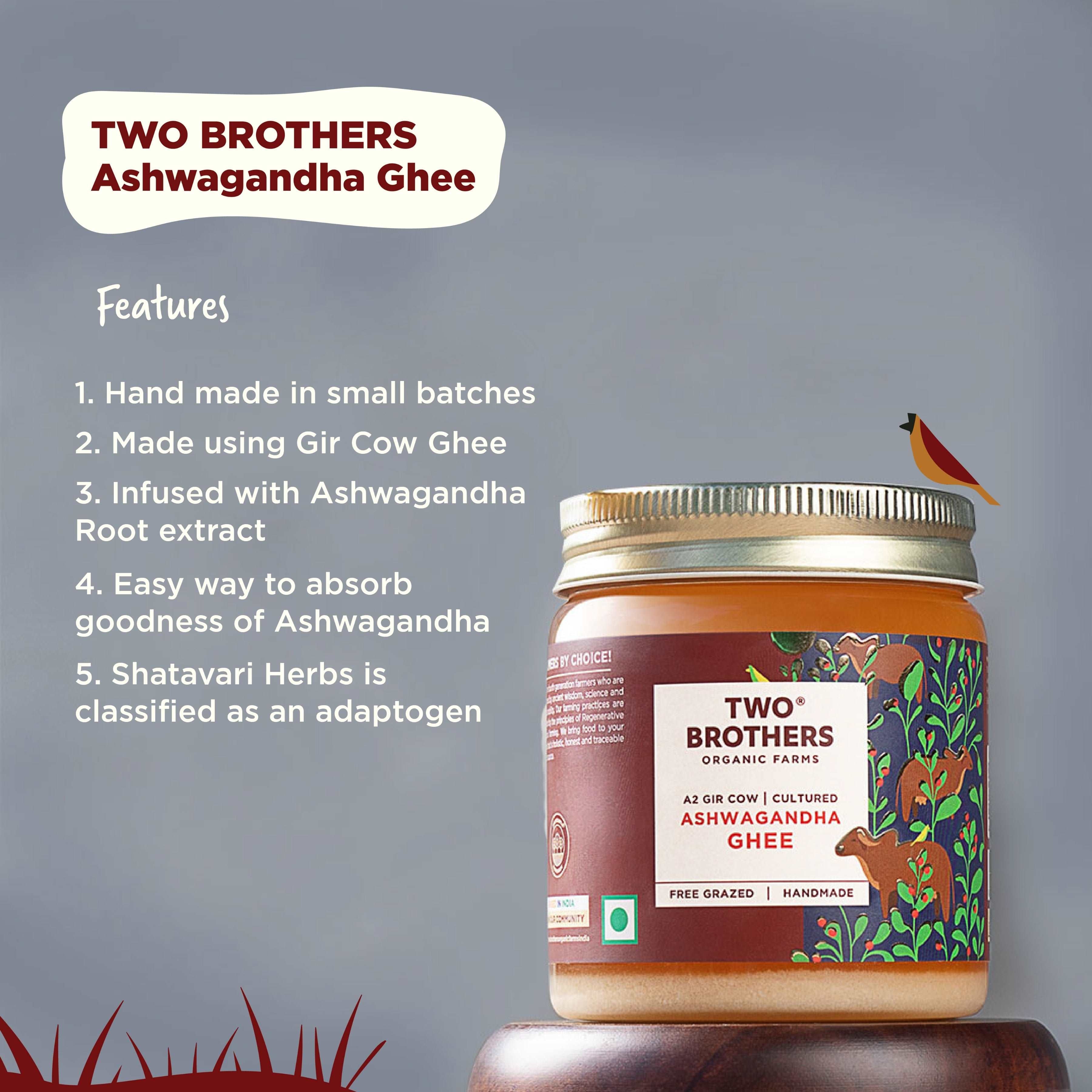 Two Brothers Organic Farms Ashwagandha Ghee key product features