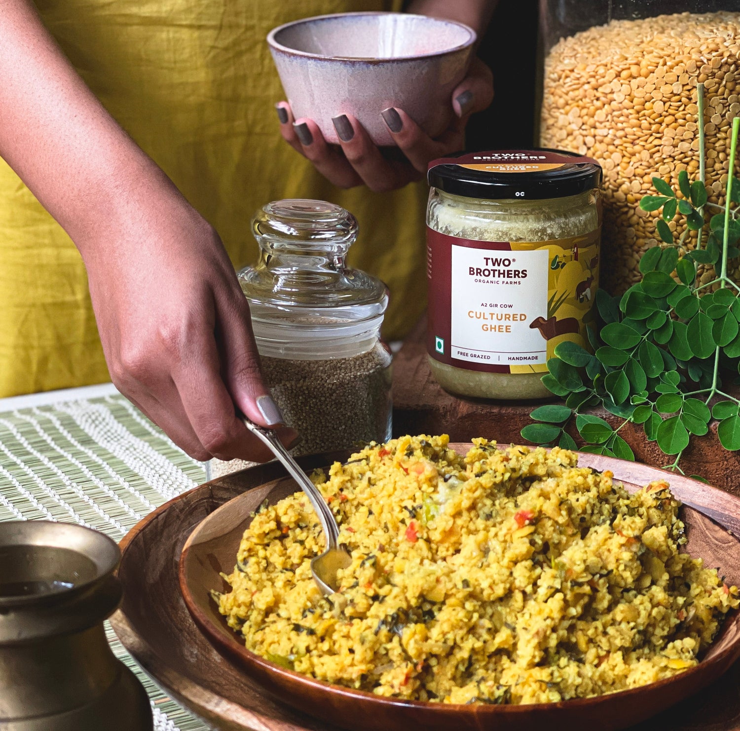 Rainy Day Recipe - Foxtail Millet Khichdi with Moringa Leaves