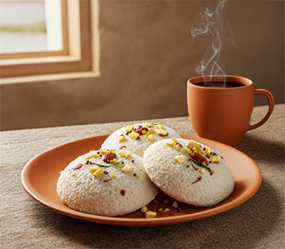 Tekeli Pitha (Steamed Rice Cake with Dry Fruits)