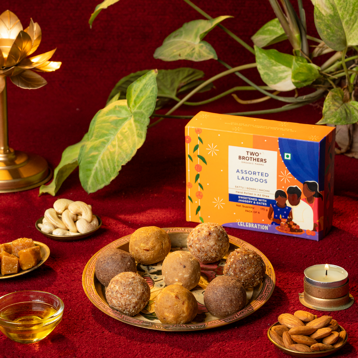 Celebration Assorted Laddoo + Holi Color + Rose Thandai Mix Combo