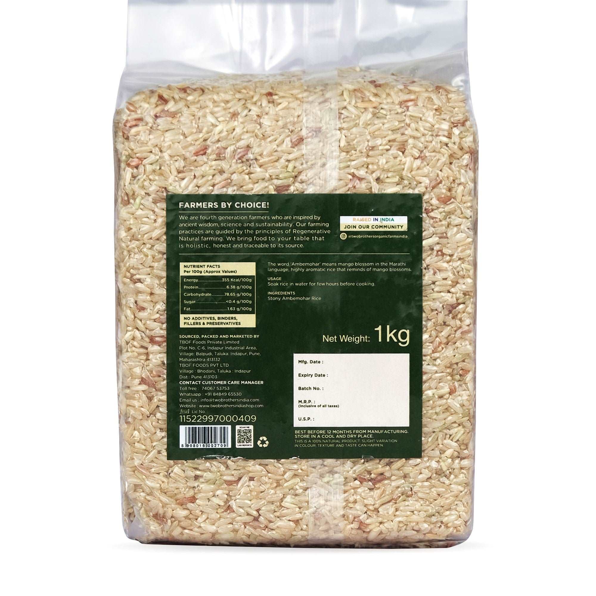 Organic Stony Ambemohar Rice, Unpolished Shop Now