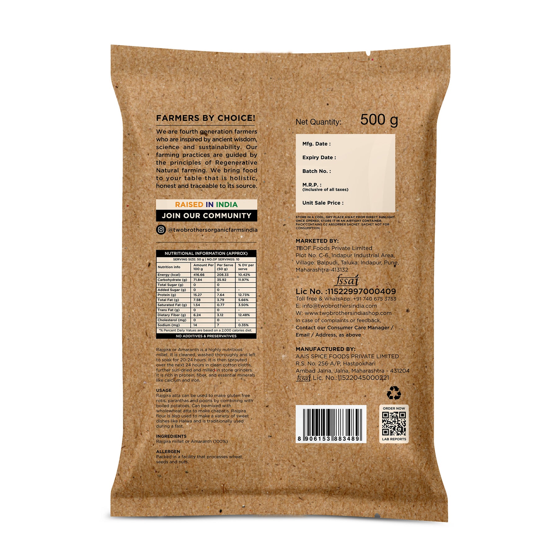 Buy Organic Sprouted Rajgira Flour Online