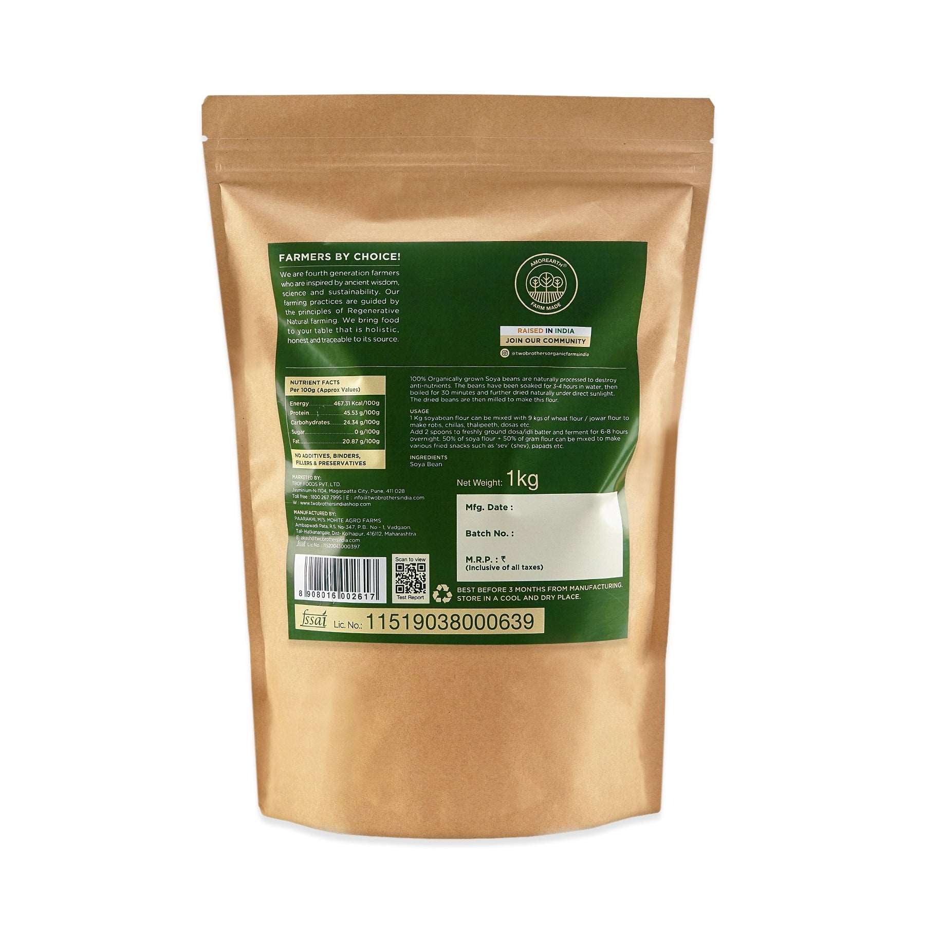 Soya Bean Flour (Atta), High Protein 1kg