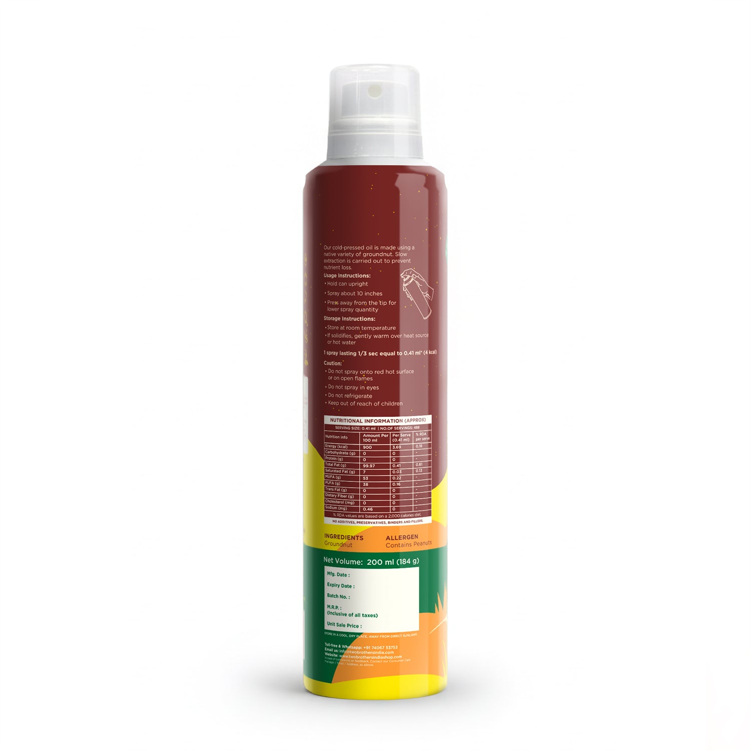 Cold-Pressed Groundnut Oil Spray