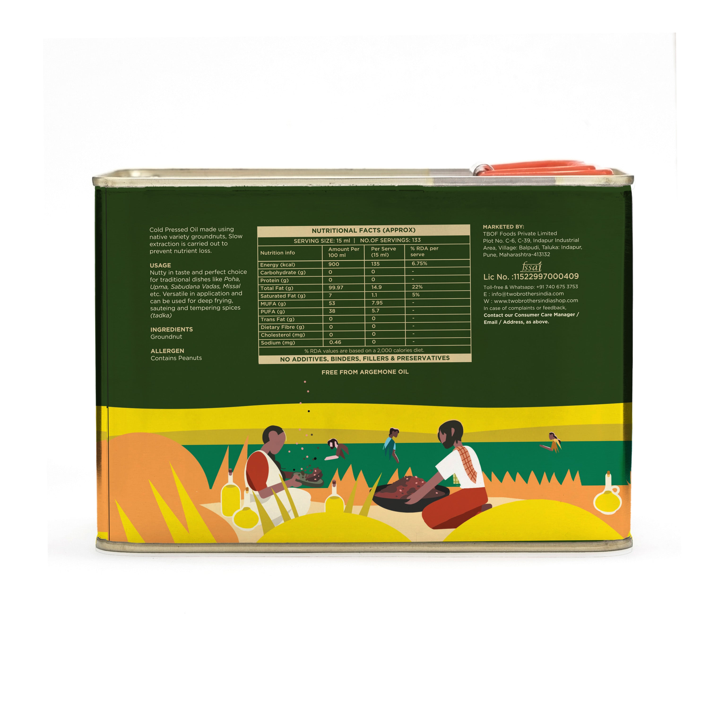 Groundnut Oil, Cold-Pressed, Single-filtered