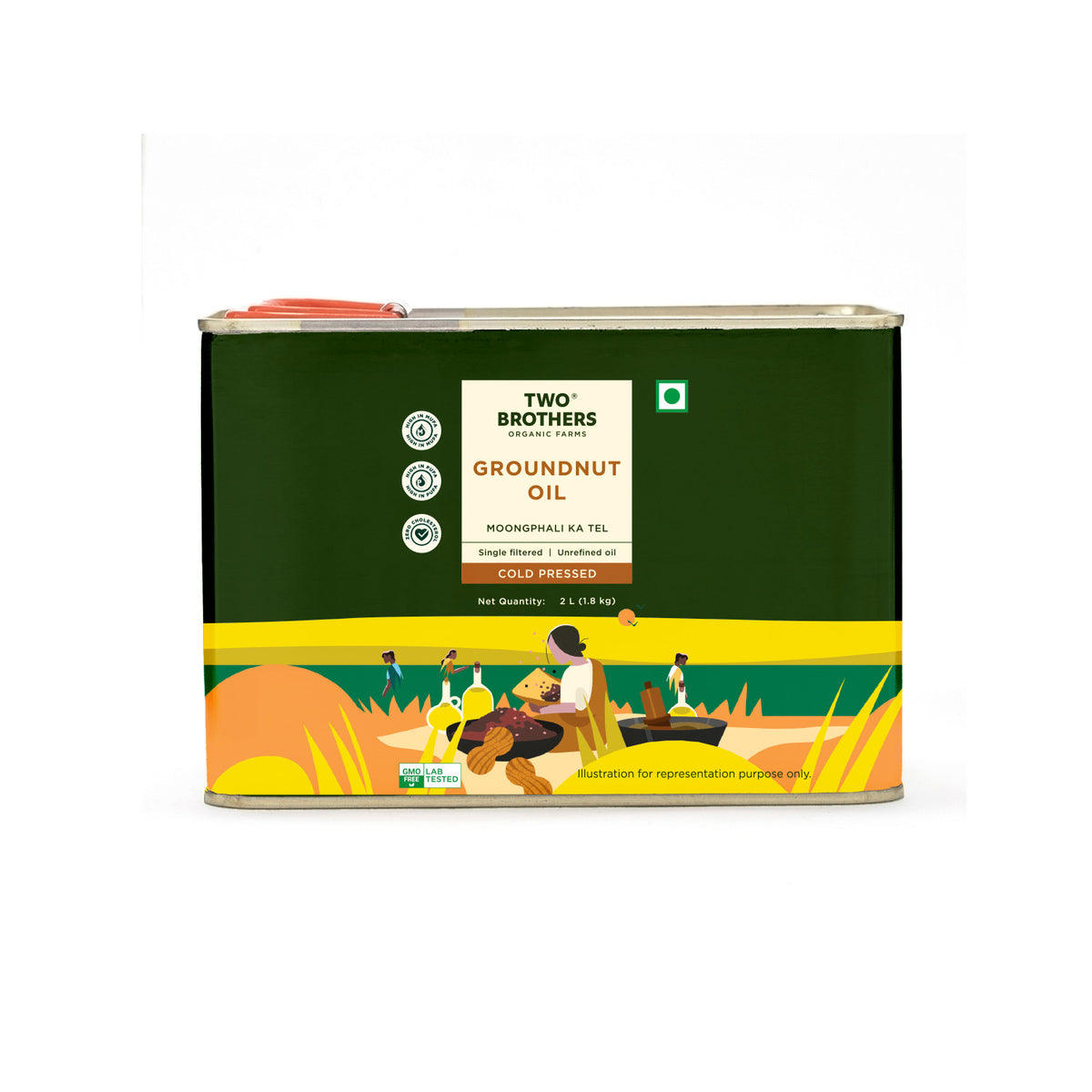 Groundnut Oil, Wood-Pressed, Single-filtered - 2Ltr