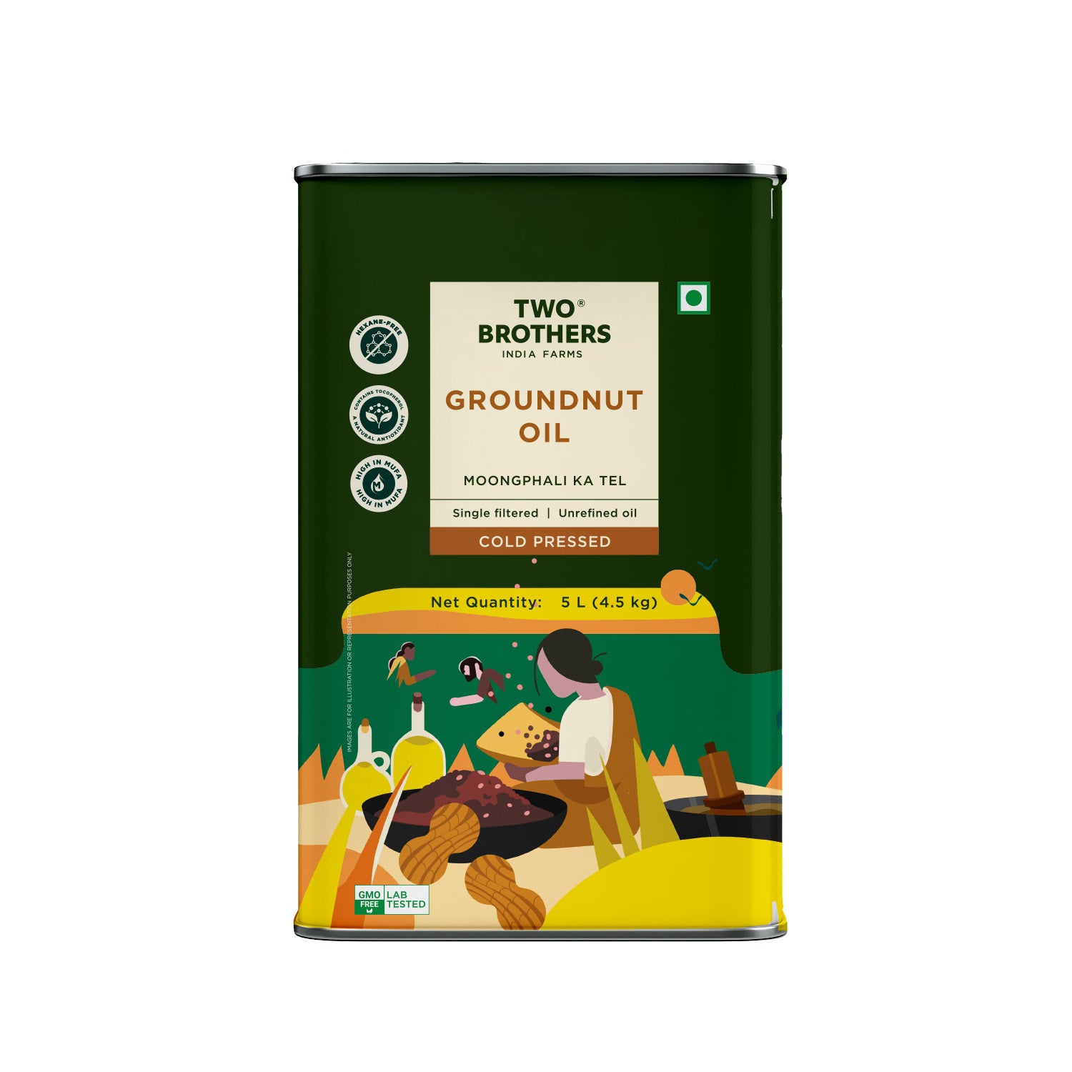 Groundnut Oil, Cold-Pressed, Single-filtered