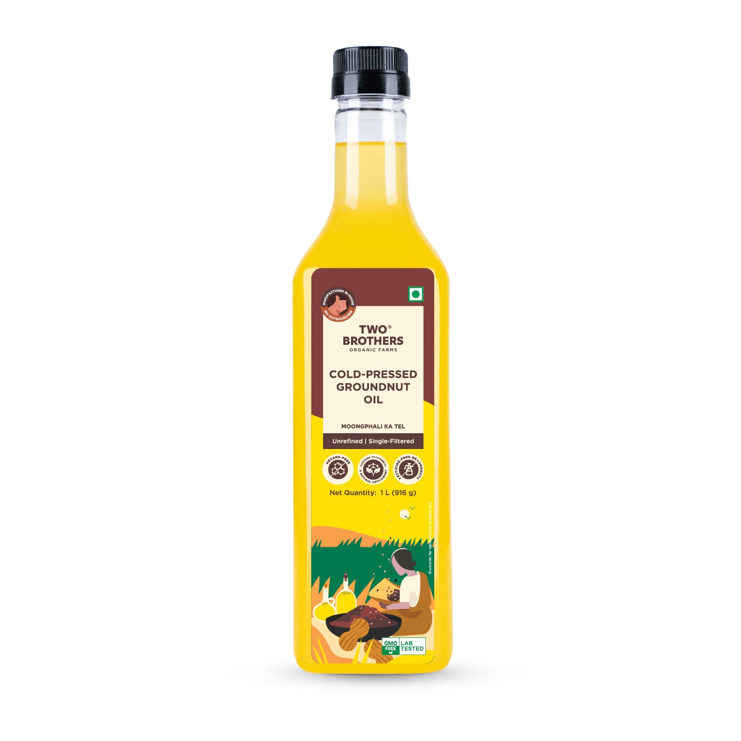 Groundnut Oil, Cold-Pressed, Single-filtered