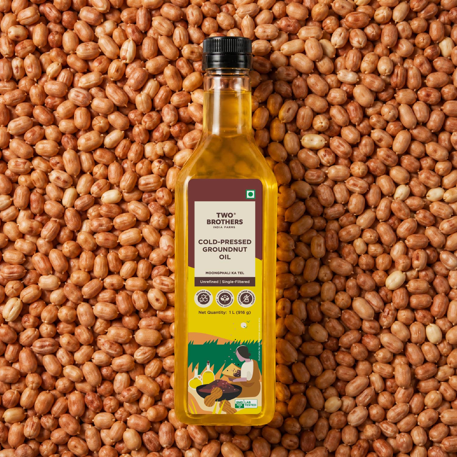 Groundnut Oil, Cold-Pressed, Single-filtered