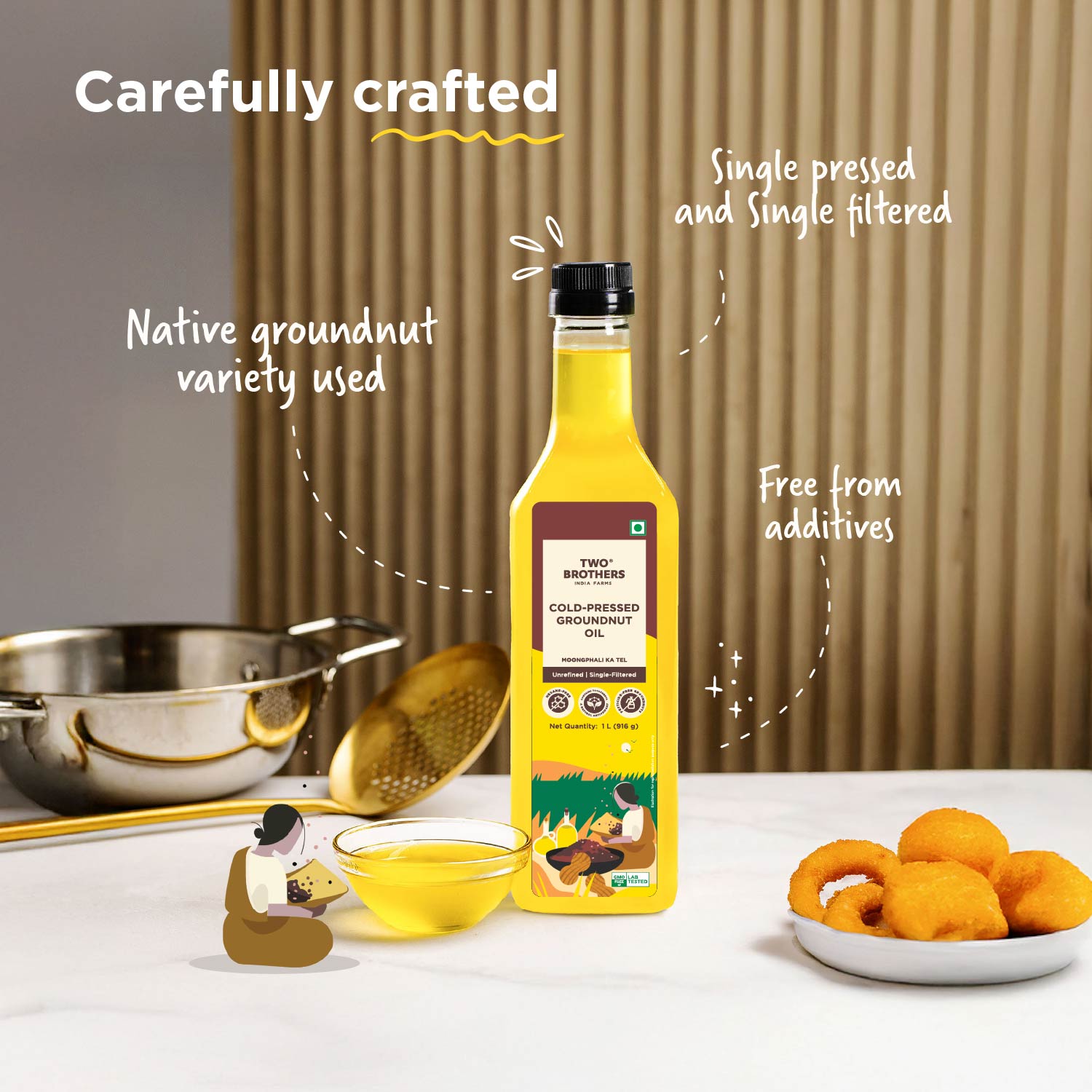 Groundnut Oil, Cold-Pressed, Single-filtered