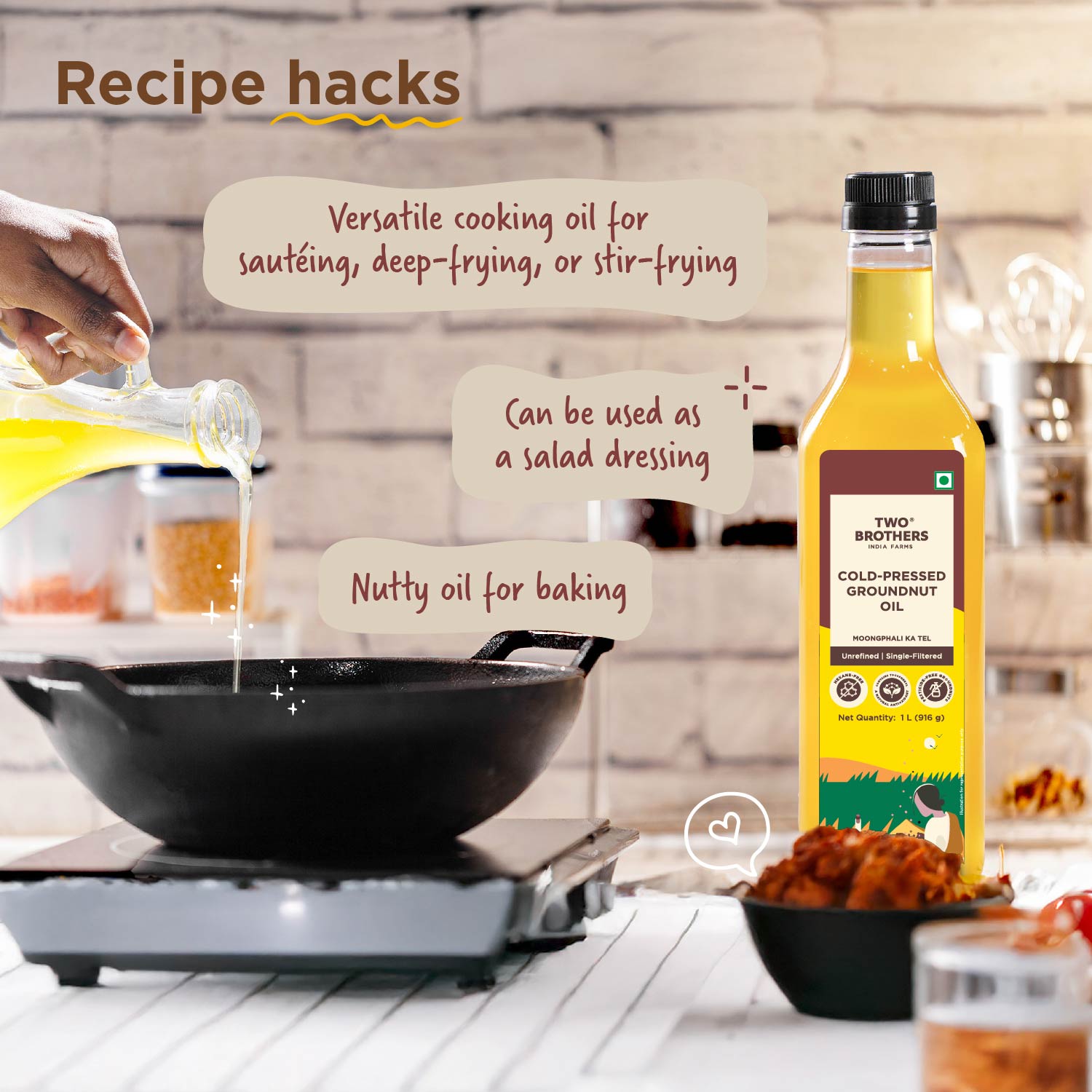 Groundnut Oil, Cold-Pressed, Single-filtered