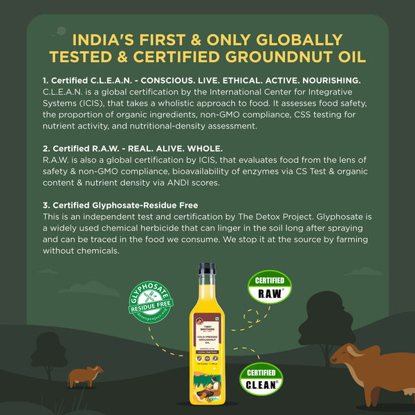 Groundnut Oil, Cold-Pressed, Single-filtered
